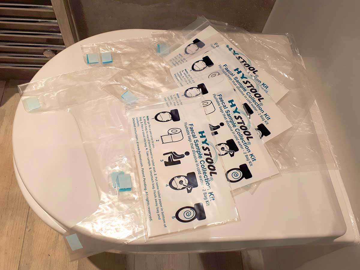 Stool sample test biodegradable flushable collection bag